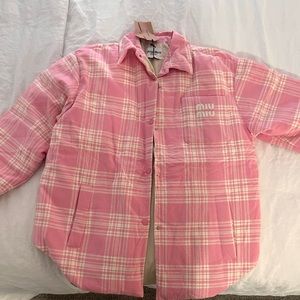 PINK TARTAN DOWN JACKET. Size M/ pink plaid